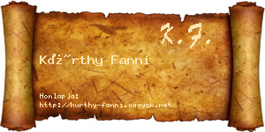 Kürthy Fanni névjegykártya
